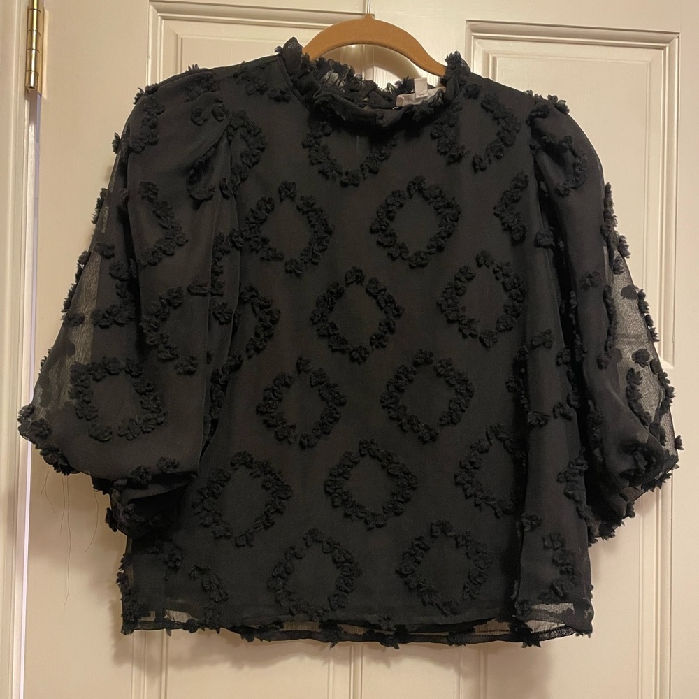 THML Black Textured Blouse